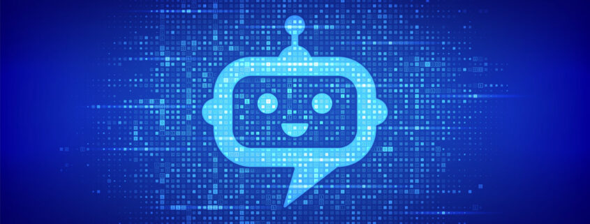 Robot Chatbot Head Icon Sign Made With Binary Code. Chatbot Assistant Application. Ai Concept. Digital Binary Data And Streaming Digital Code. Matrix Background With Digits 1.0. Vector Illustration.