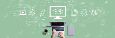 E Learning Concept With Person Working With Laptop