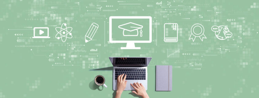 E Learning Concept With Person Working With Laptop