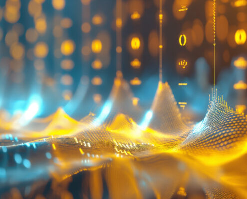 Abstract Illustration Of Soundwaves Blue And Yellow