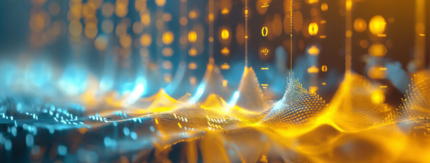 Abstract Illustration Of Soundwaves Blue And Yellow