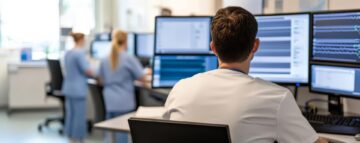 Modern Nurse Station With Multiple Monitors, Staff Working Efficiently, Organization, Healthcare Team